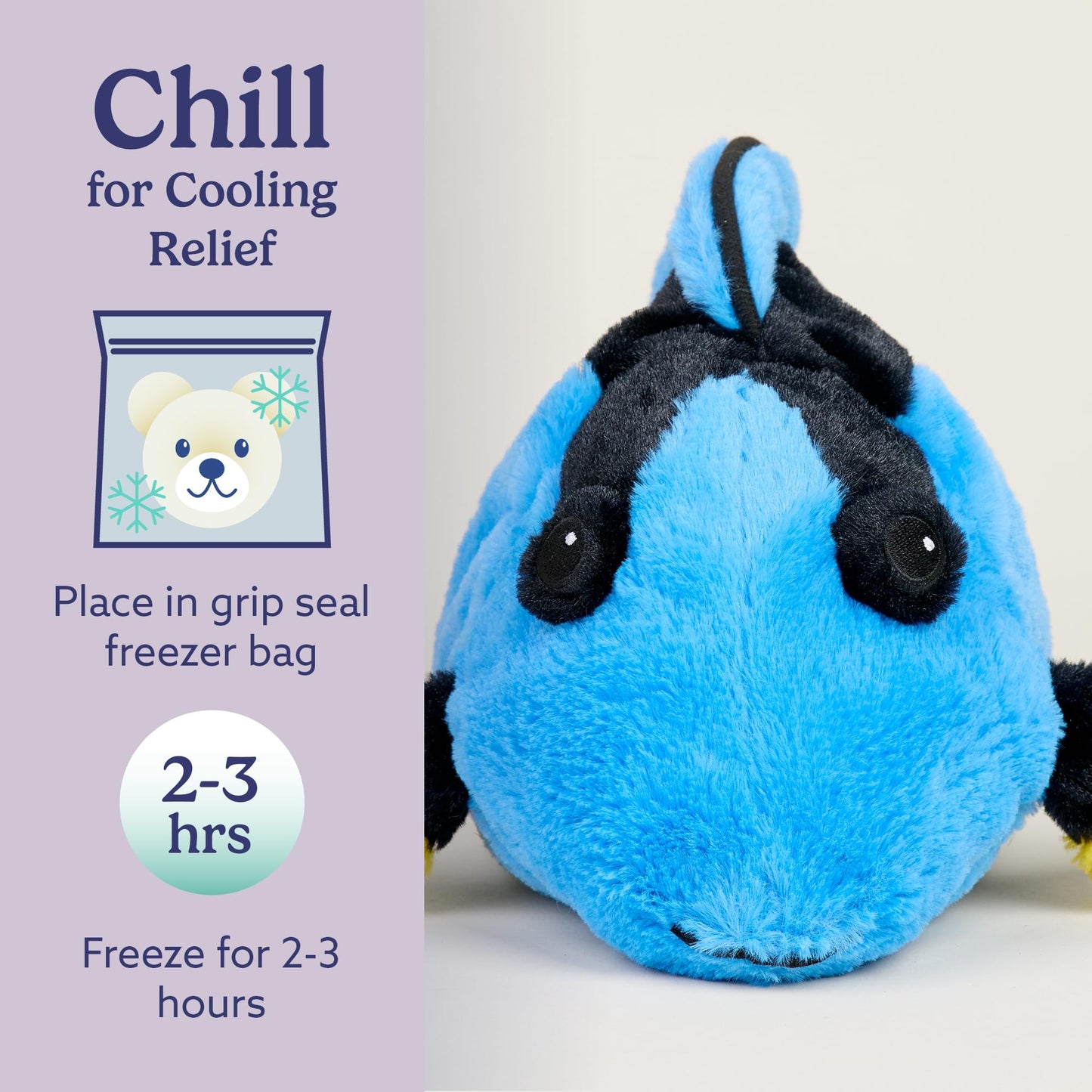 warmies Microwavable & Weighted Stuffed Animals, Blue Tang - Heated Stuffed Animal Plushie for Warmth & Comfort - Cute Soft Plush Toys for Adults