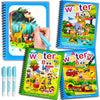AIR BLOW Water Coloring Books for Toddlers, Water Painting Book with Water Pen, Mess-Free Coloring Book, Reusable Portable Educational Toys,