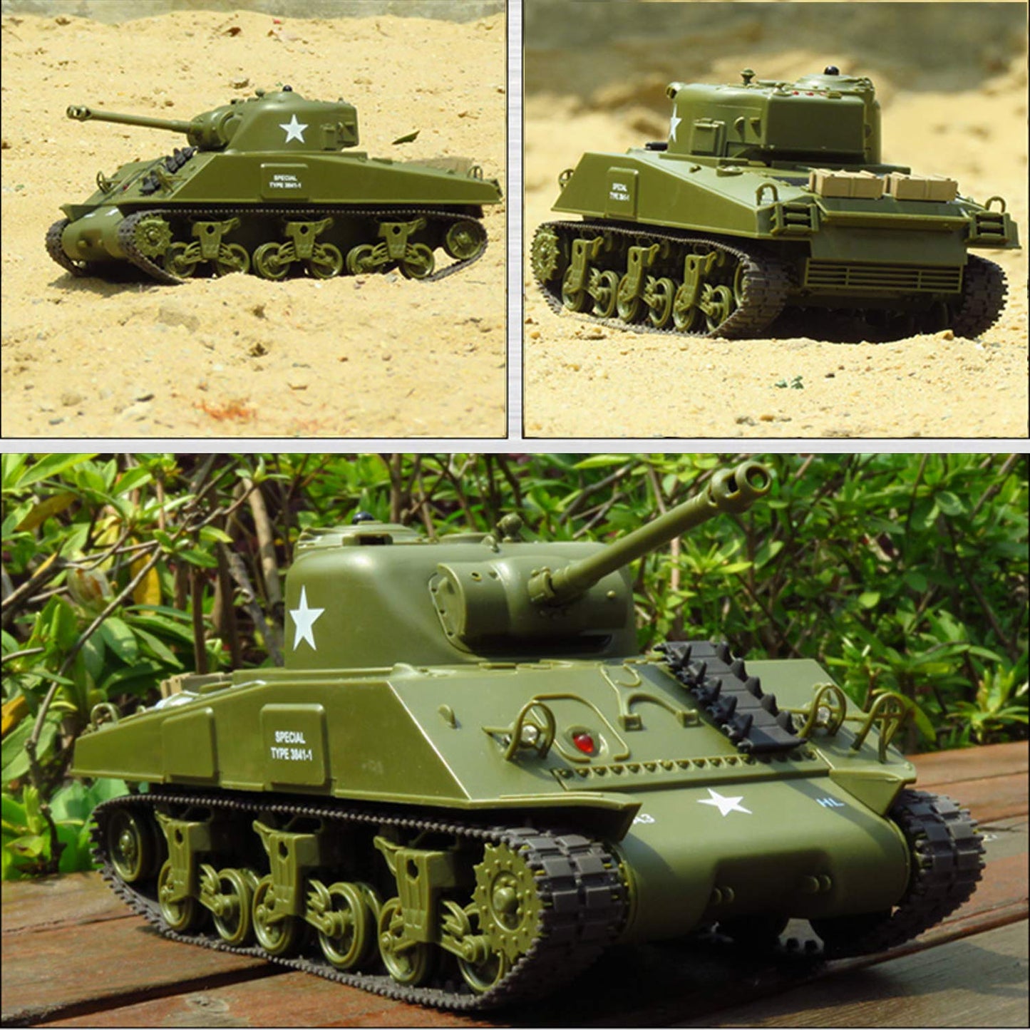 POCO DIVO Sherman M4A3 US Medium Tank RC IR Battle Panzer 2.4Ghz 1/30 Scale Model Military Vehicle w. Sound & Light