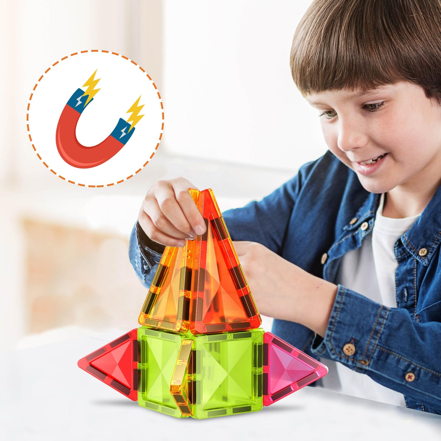 PicassoTiles Magnet Tile Building Blocks Mini Diamond Series Magnetized Toy Travel Size Compact Portable Magnetic Construction Block STEM Sensory Toy