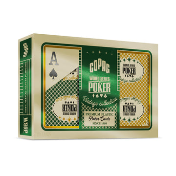 Copag Vintage WSOP 100% Plastic Playing Cards - Poker Size (Standard) Jumbo Index Green/Gold Double Deck Set