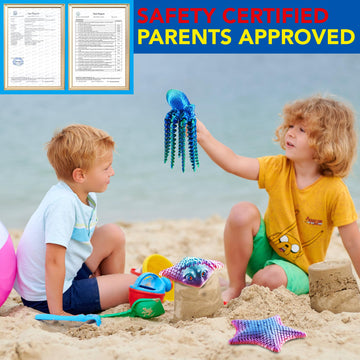 Maxdecoer Large 3 Pcs 3D Printed Articulated Sea Animals, Flexible Octopus Ray and Starfish Desk Pets, Ocean Fidget Toys for Kids Adults, Sensory Desk