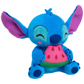 Disney Stitch Small Plush Stitch and Watermelon, Stuffed Animal, Blue, Alien, Kids Toys for Ages 2 Up by Just Play