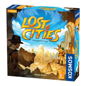 Lost Cities Card Game - with 6th Expedition | Two-Sided Board for Classic or New Edition | By Reiner Knizia | A Kosmos Game