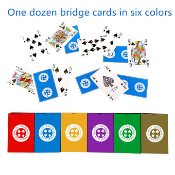 TSB Standard Print Bridge Cards Pack of 12 Decks - 6 Colors Bridge Playing Cards - Easy Storage (2 Red 2 Blue 2 Purple 2 Grey 2 Green 2 Yellow