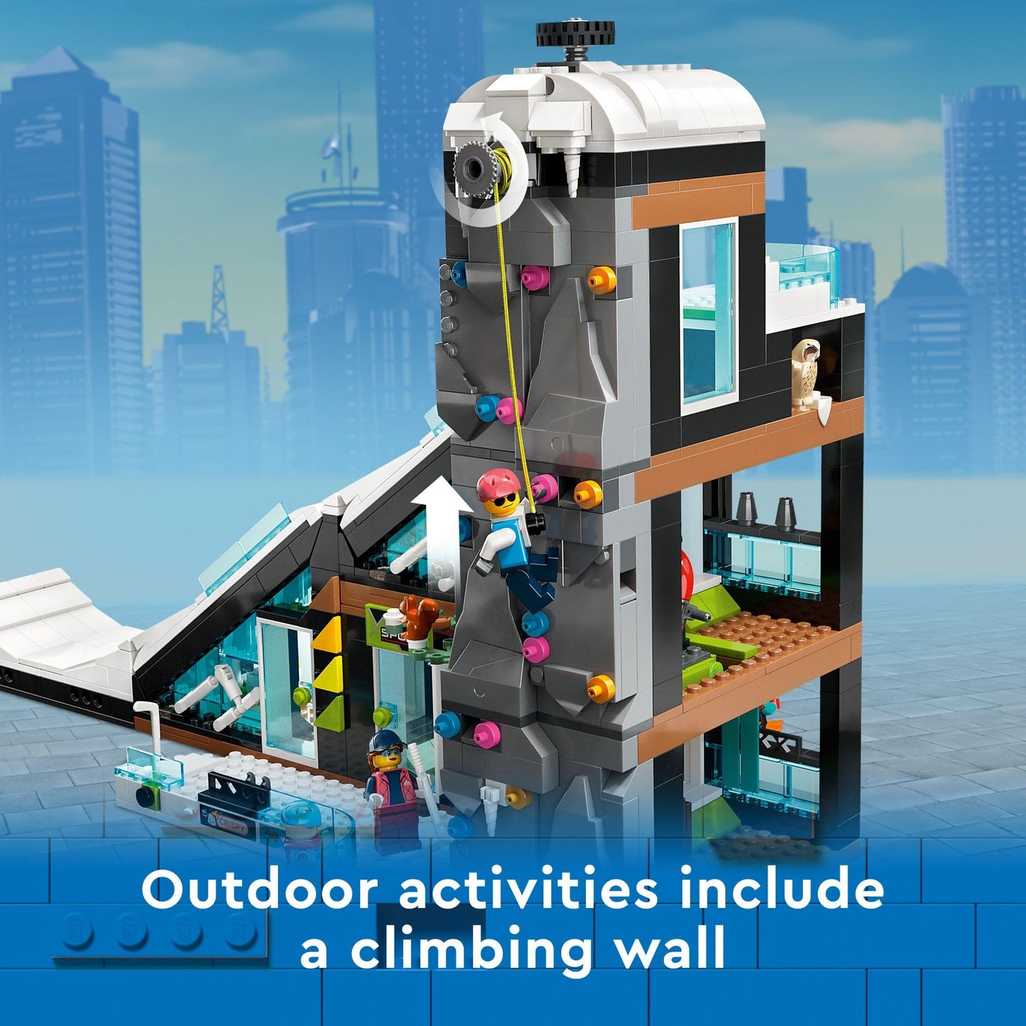 LEGO City Ski and Climbing Center 60366 Building Toy Set, 3-Level Building with a Ski Slope, 8 Minifigures and 2 Animal Figures for Imaginative Winter
