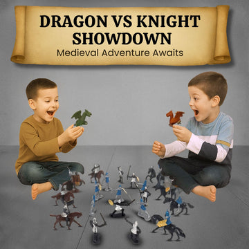 Liberty Imports Medieval Knights and Dragons Figures Playset - 42 Plastic Fantasy Soldier Figurines and Accessories Toys for Toddlers, Kids Imaginary
