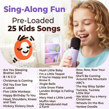 Two3Sevens Mini Karaoke Machine for Kids | Pre-Loaded 25 Kids Songs | Bluetooth Speaker, 2 Wireless Microphones | Ages 3, 4, 5, 6, 7+ Year Old