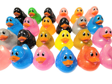 Colorful Glitter Rubber Duckies (2.5") Assorted Neon Color Ducks Ducky Duck (12)