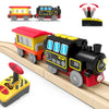 Motorized Train for Wooden Track, Remote Control Train with Magnetic Connection, Battery Operated Locomotive Trains for Toddlers, Compatible