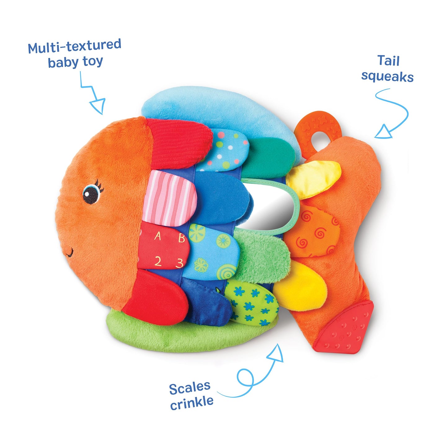 Melissa & Doug K’s Kids, Flip Fish Stuffed Animal, Soft Baby Book, Multi-Textured Squeaking & Crinkling Infant Sensory Toys for Babies with Baby