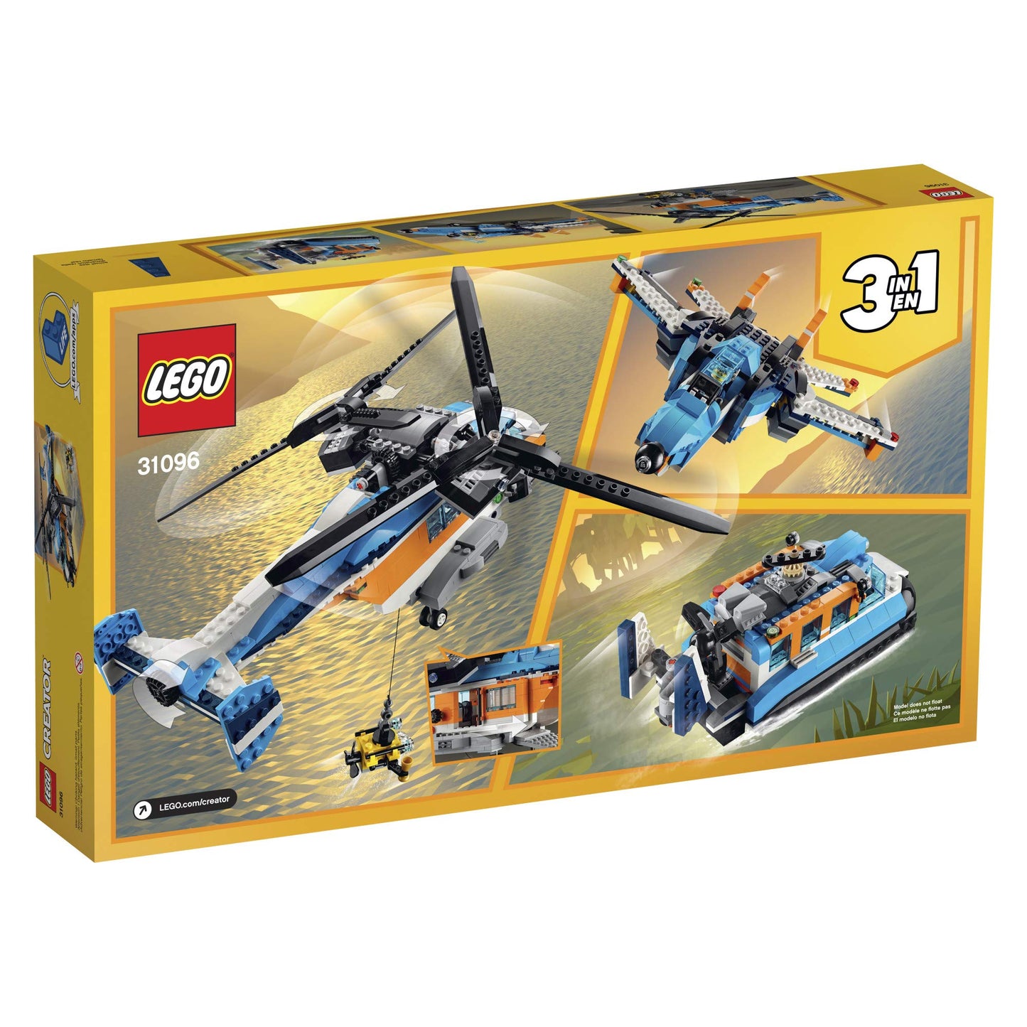 LEGO Creator 3in1 Twin Rotor Helicopter 31096 Building Kit (569 Pieces)