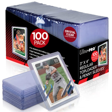 Ultra PRO 3" x 4" Clear Regular Toploaders for Cards with Card Sleeves Bundle Standard Size 100ct Trading Baseball Toploader Card Sleeve Protectors
