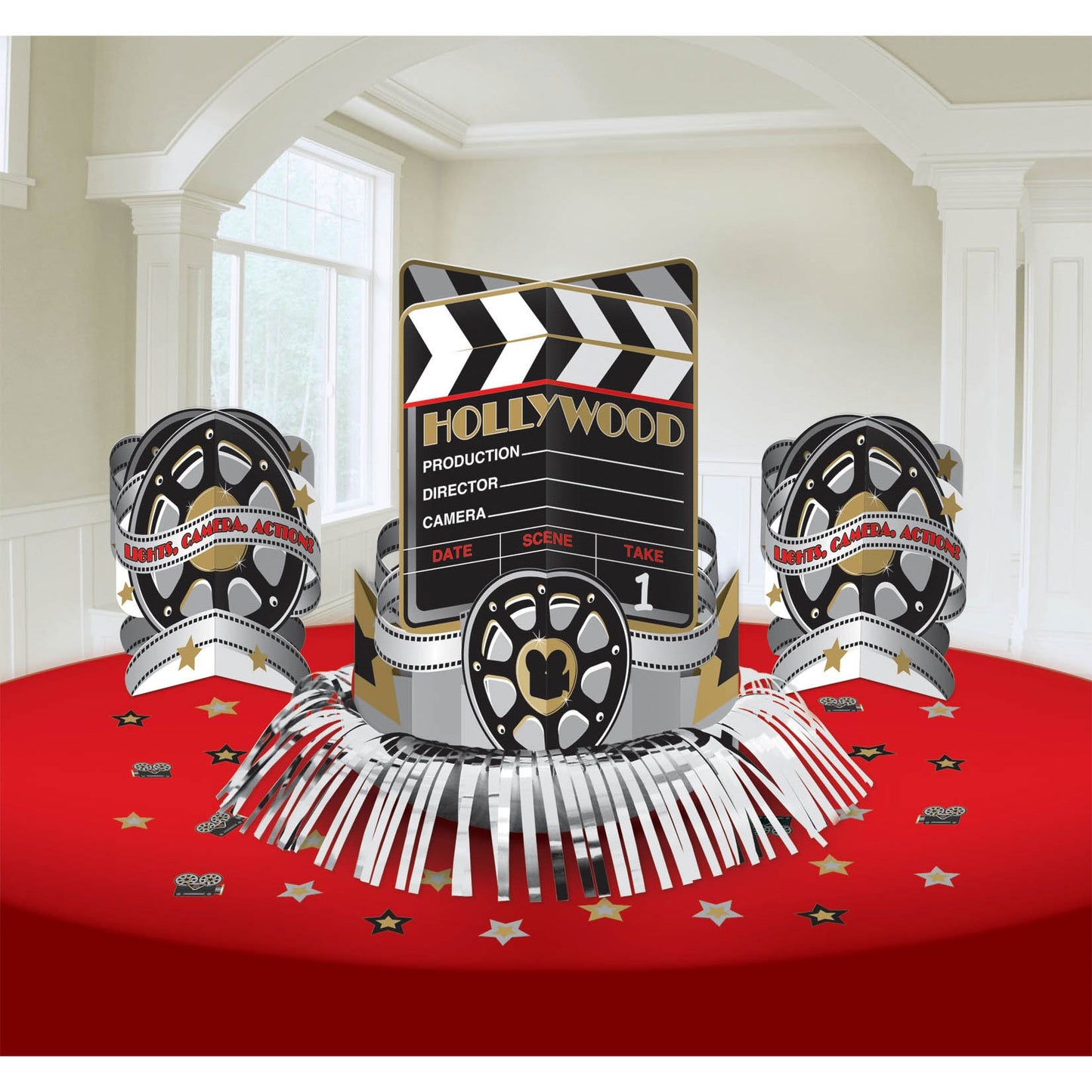 Amscan Movie Night Hollywood Themed Movie Night Table Centerpiece (1 Piece), Multi Color, 13.7 x 11.6