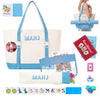 RanBlesu American Mahjong Tile Set, 166 Premium Blue Tiles, 4 All-in-One Color Racks/Pushers, Mahjong Accessories Mahjong Set Complete with Bag (Ma