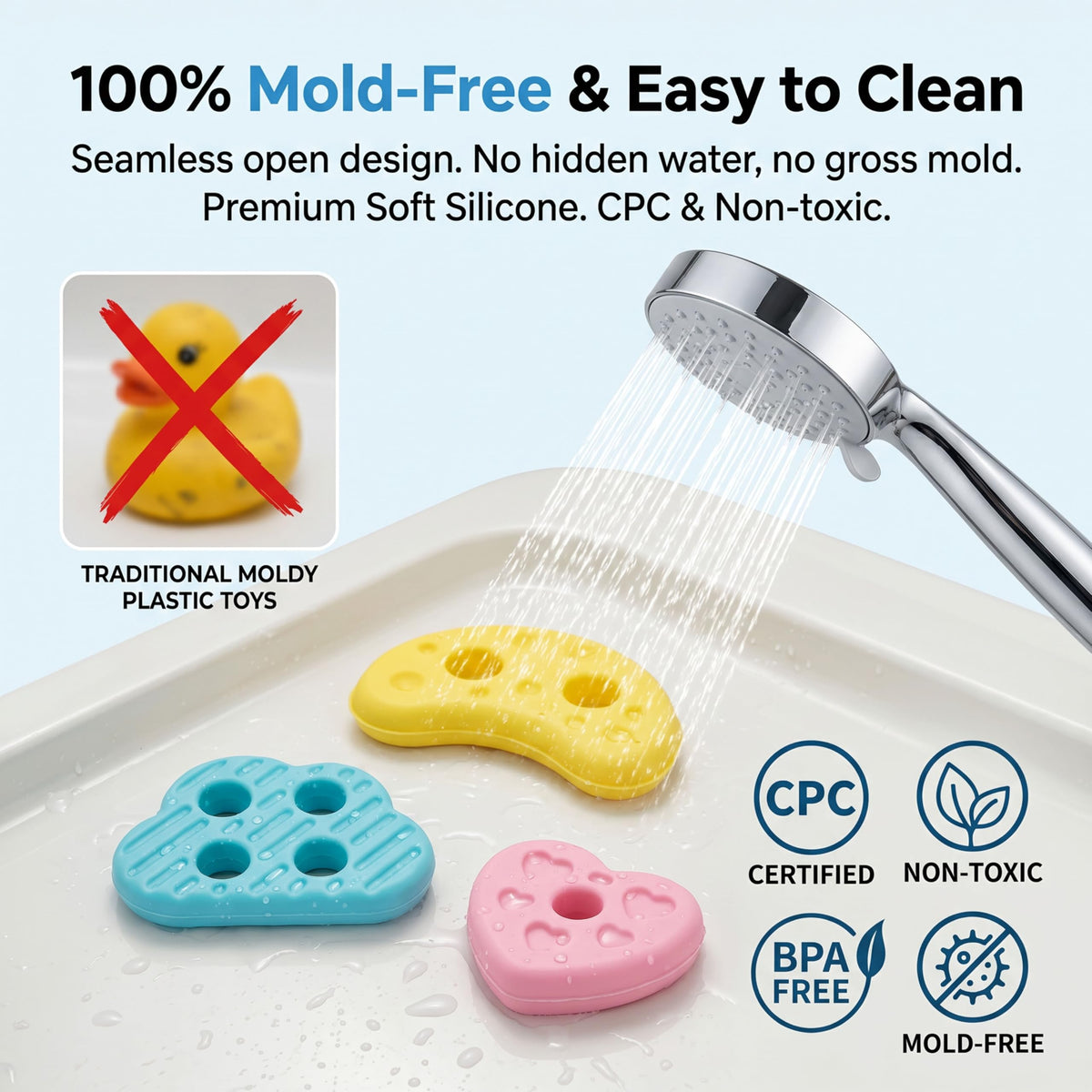 LIHBCAIYI Silicone Bath Toys, Floating Shape Sorter with 15 Blocks
