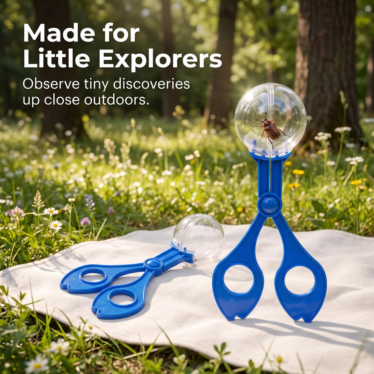 Sluswallow 2Pcs Blue Fine Motor Skill, Hand-Eye Coordination Plastic Scissor Clamp Small Butterfly Clip, Scoopers for Nature Exploration Observation