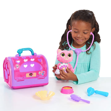 Just Play Disney Junior Doc McStuffins On-the-Go Pet Carrier and Accessories - Whispers, 5.5-inch Plushie, Kids Toys for Ages 3 Up