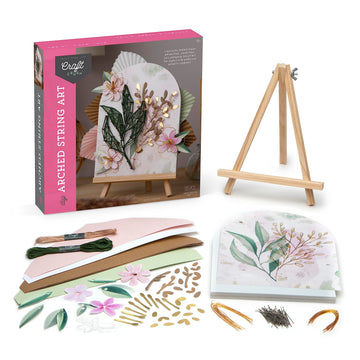 Craft Crush DIY String Art Craft Kit - Floral Interior Design DIY Activity for Teens & Adults - Complete String Art Kit with Embroidery Thread, Foam