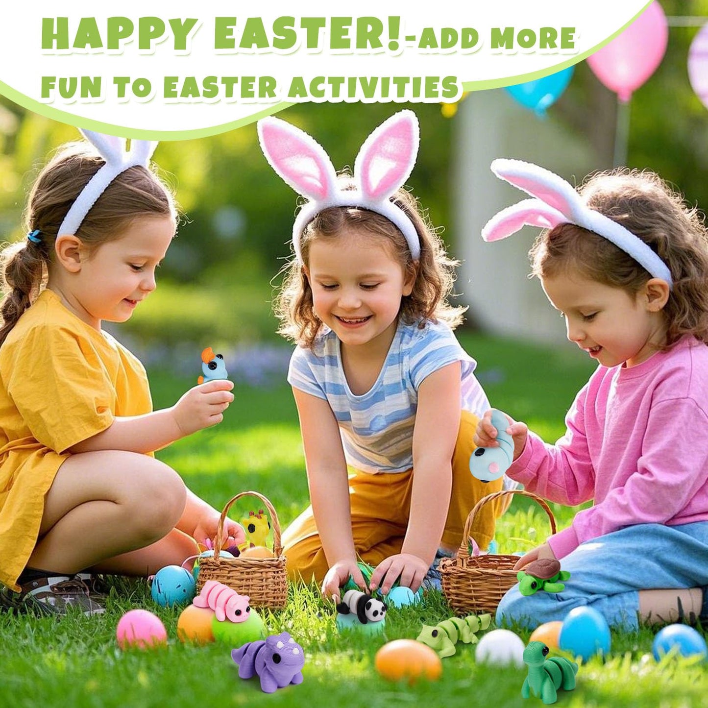 Cessfle Mini 3D Printed Animals Easter for Easter Basket Stuffers, 3D Printed Party Favors Classroom School Prize Rewards Gifts Exchange for Kids Boys