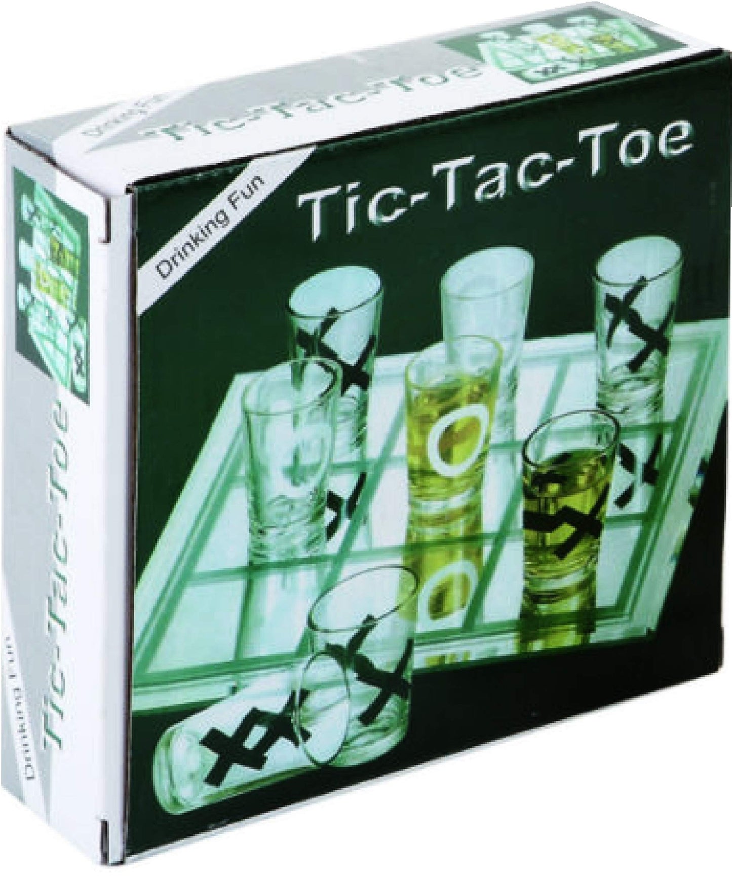 Matty's Toy Stop Tic-Tac-Toe, Three in A Row Shot Glass Drinking Game with 9 Shot Glasses and Glass Game Board (10" x 10")