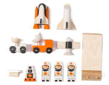 Tender Leaf Toys - Cosmic Rocket Set - 11 Pcs Wooden Rocket and Outer Space Themed Playset for Kids - Develop Imaginative Role Play and Science