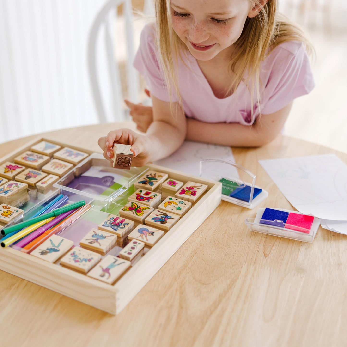 Melissa & Doug Fairy Tale Deluxe Wooden Stamp & Coloring Set