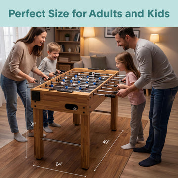 SereneLife 48in Foosball Table, Competition Size Soccer Game Table for Kids and Adults, Home Game Room Arcade Set, Leveling Legs, Engineered Wood
