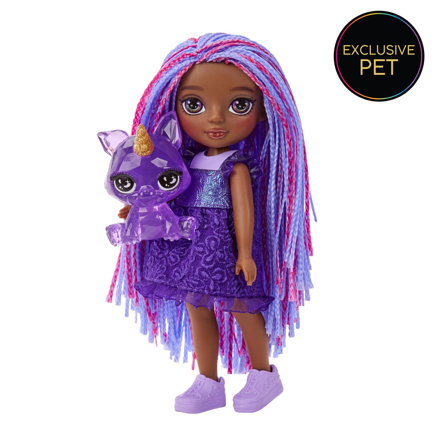 Rainbow High Littles - Indigo Bailey, Purple 5.5" Posable Small Doll with Purse, Magical Pet Fox, Girls Toy Gift, Kids Ages 4-12 Years
