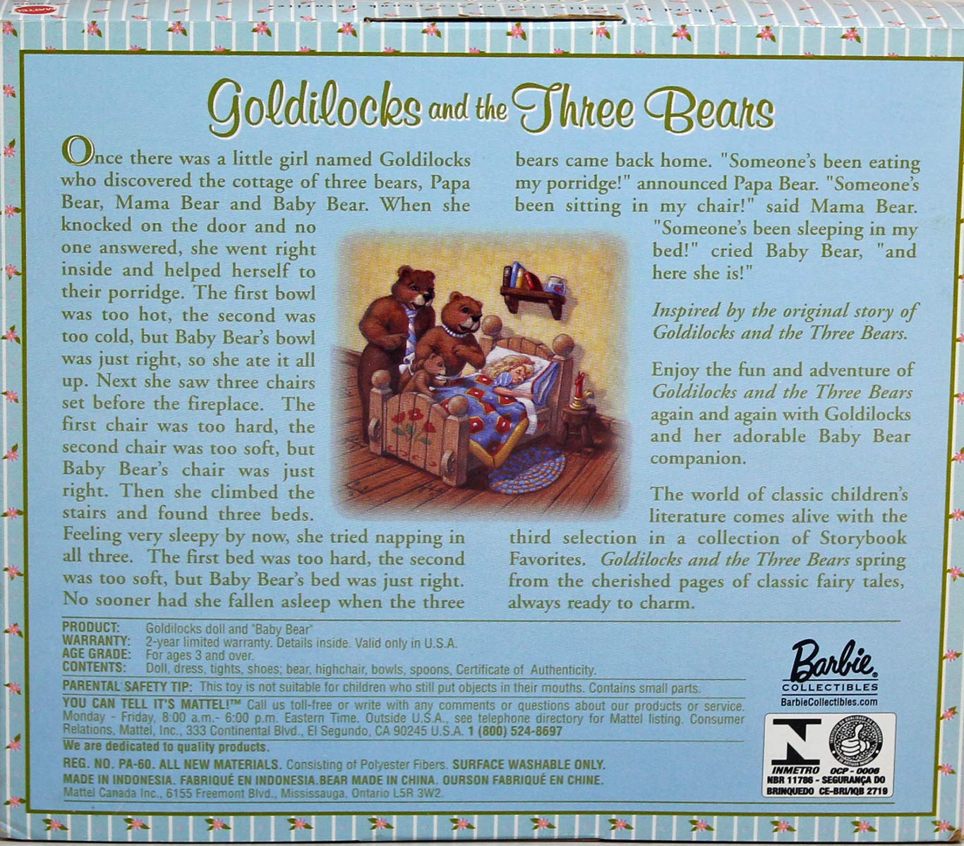 Barbie Goldilocks and the Three Bears Kelly Storybook Collectible