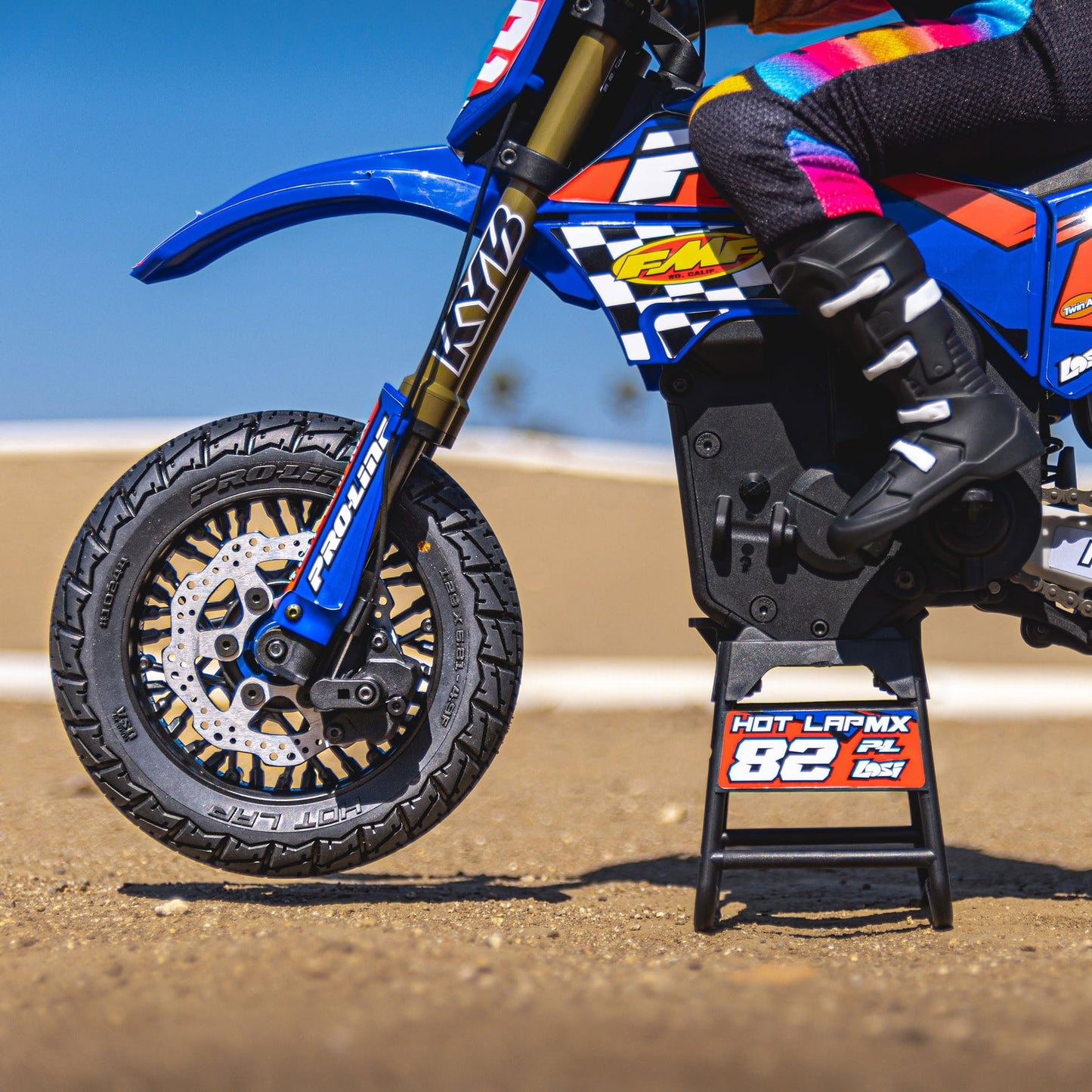 Pro-line Racing Hot Lap S3 Motorcycle Front Tire Mounted on Black Supermoto Wheel for Promoto-MX Front PRO1024410