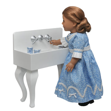 The Queen's Treasures 18 Inch Doll Furniture, Farmhouse Sink for Doll Kitchens Featuring Moving Knobs, Compatible with American Girl Kitchen Furniture