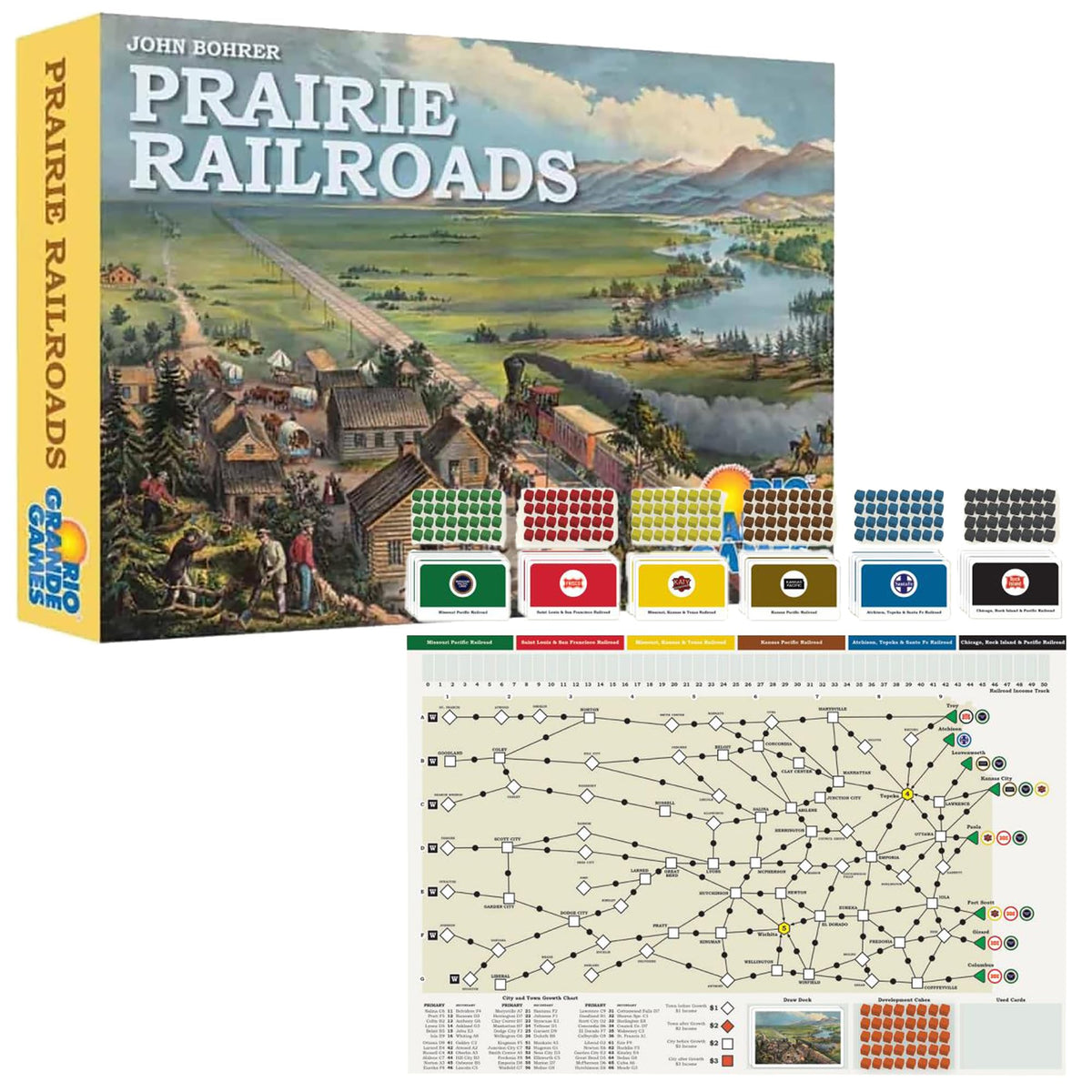 Rio Grande Games Prairie Railroads Strategy Board Game, Railway Auction