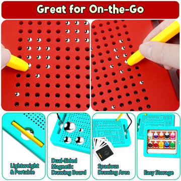TiTiC 2 in 1 Magnetic Drawing Board, Magnetic Color Number Maze, with Beads and Magnet Stylus Pen, Magnetic Tablet Toy for Airplane & Car Ride