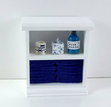 Town Square Miniatures Dolls House Miniature Furniture Small Shelf Unit & D Blue Bathroom Accessories