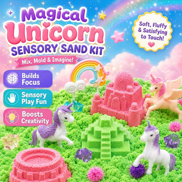 Carolart Unicorn Sensory Bin, Sand Box Kit with Sensory Sand for Girls
