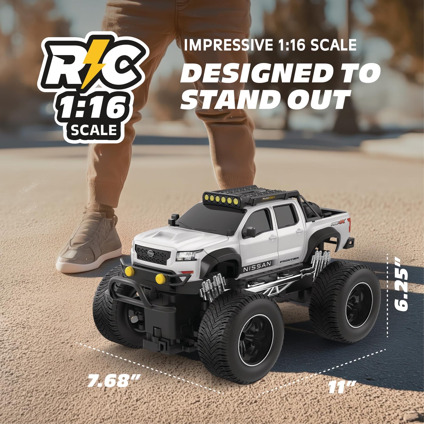 Motor Dayz Nissan Frontier RC Truck - 1:16 Scale 4WD Remote Control Car, Officially Licensed Nissan Frontier, 2.4GHz Full-Function Control, USB