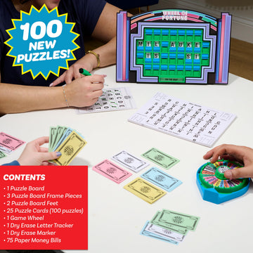 Wheel of Fortune Deluxe Game, Interactive Puzzle Board, 100 Puzzles