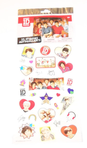 One Direction (1D) Set of 25 Full Color Stickers - Young and Fun (6" x 10.5" Sheet)