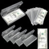 KEJJNYER 5 Pack Currency Sleeves Storage Case with 500 Pieces Dollar Bill Holder, Clear Plastic Paper Money Sleeve for Bills, Paper Currency Bill