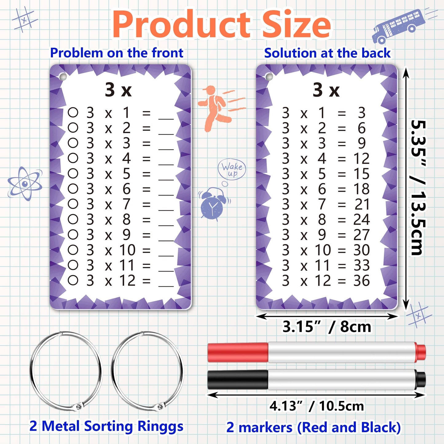 INKNOTE 1 Set of 13 Multipication Flashcard Math Game Times Flash Cardstock