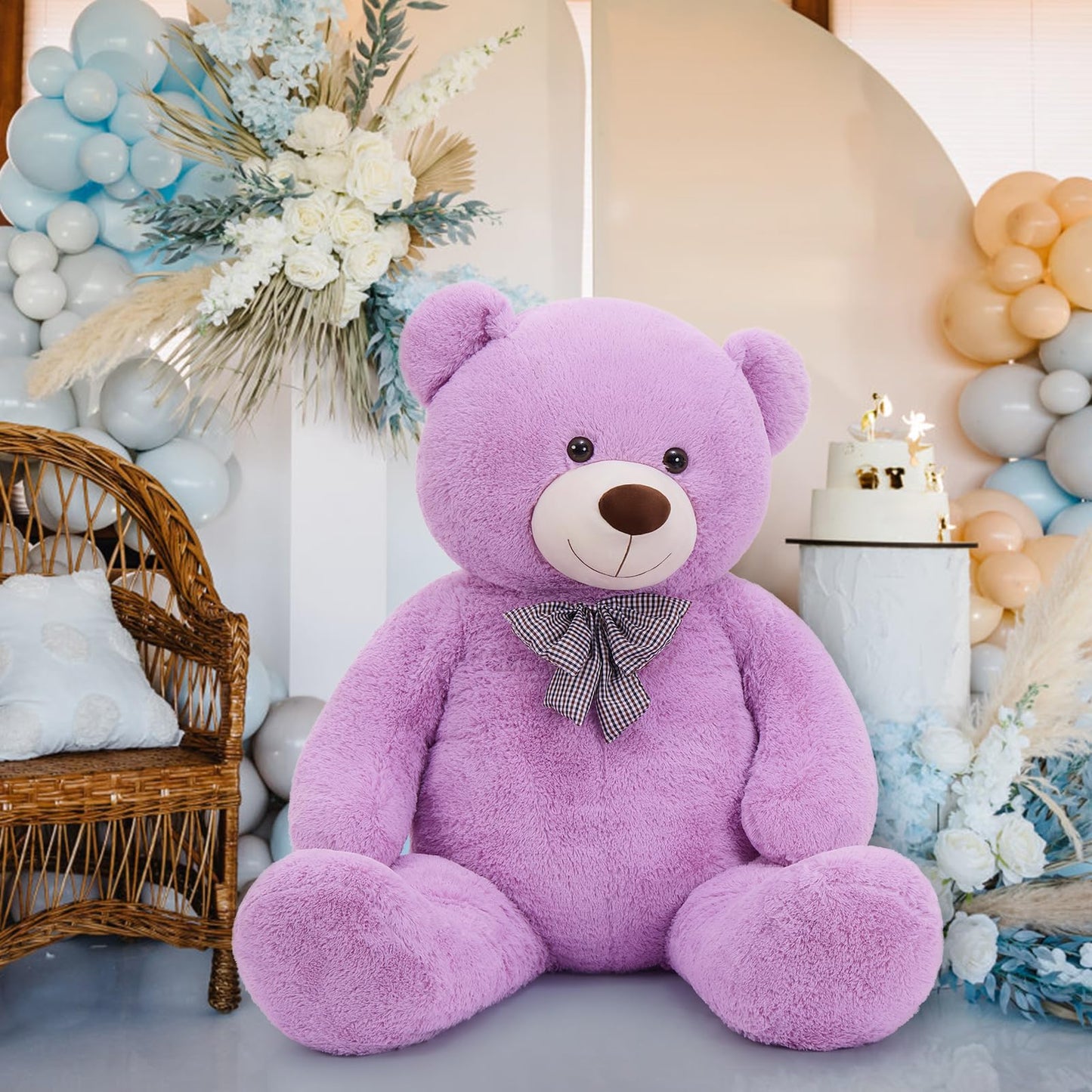MaoGoLan Giant Purple Teddy Bear 55" Life Size Huge Plush Massive Stuffed Animals for Girlfriend Kids Boyfriend