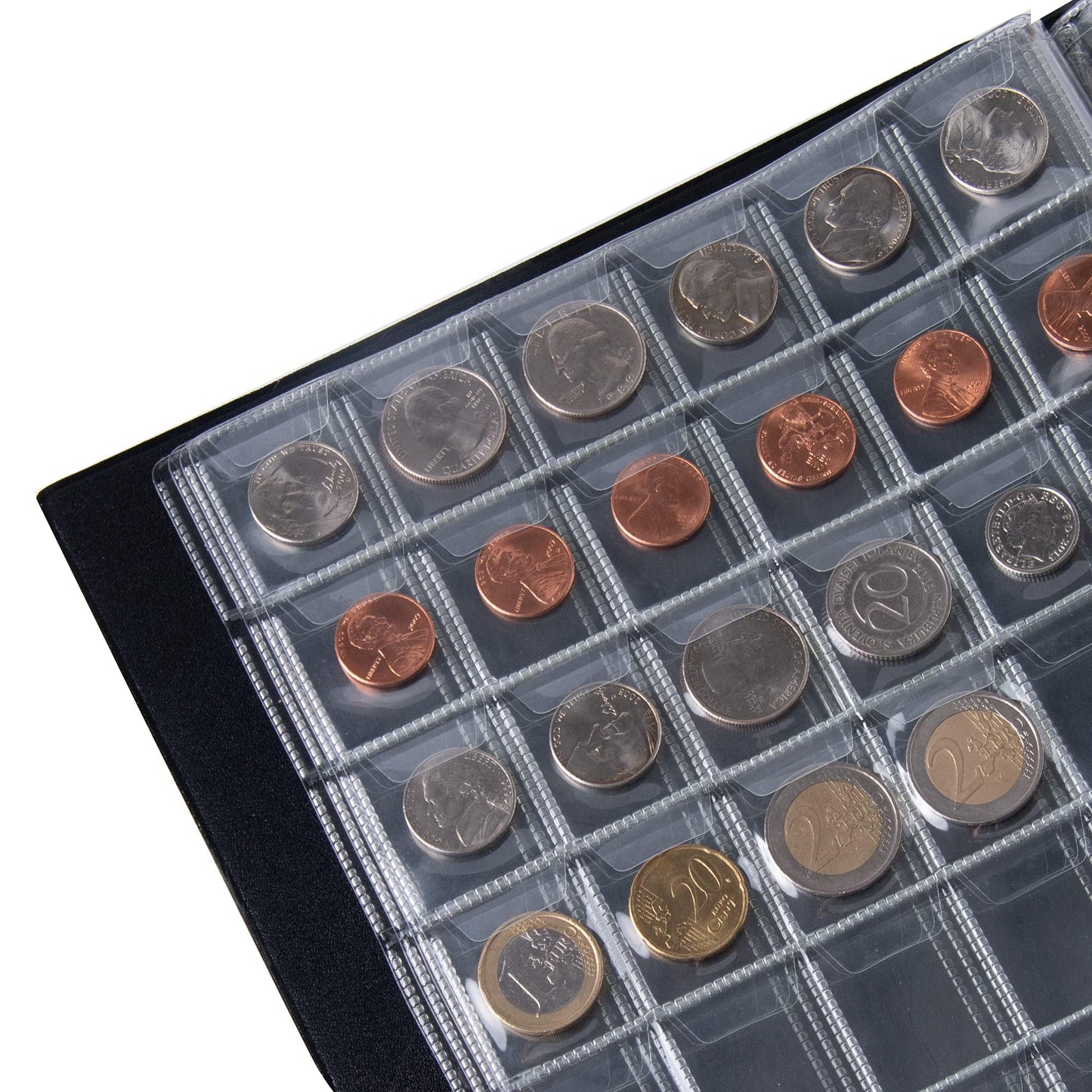 420 Pockets Coin Albums - 28x29 mm/1.1x1.1 inch Pocket Black Coin Book 10 Pages Coin Collection Holder Letter Size Coin Storage Book CS0242BK