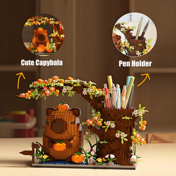 Capybara Building Blocks Set -1880PCS Cute Animals & Flowers Building Bricks Kit Kawaii Capybara Gifts Toy for Kids Age 8+, Capybara Stuff Pen