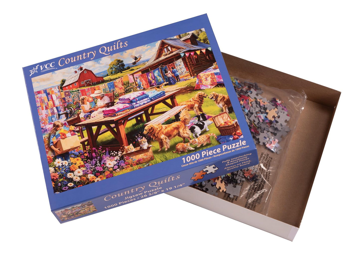 Country Quilts 1000 Piece Jigsaw Puzzle for Adults & Families - Fully Interlocking Pieces - Quilting Artwork in Stunning Color - by Vermont Christmas