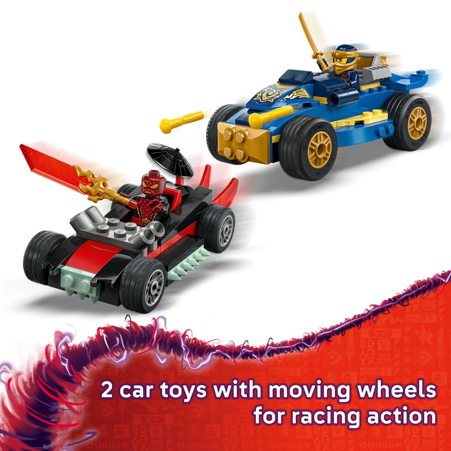 LEGO NINJAGO Rogue vs. Drix Race Car Duel Building Toy for Preschool Kids - Ninja Toy with Starter Brick for Boys & Girls, 4+ - Gift Idea for