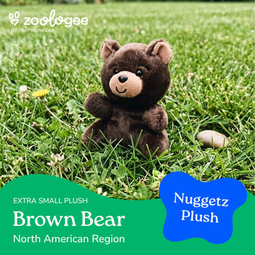 The Petting Zoo Brown Bear Stuffed Animal Plushie, Gifts for Kids, Nuggetz Wildlife Animals, Bear Panda Plush Toy, 6 inches