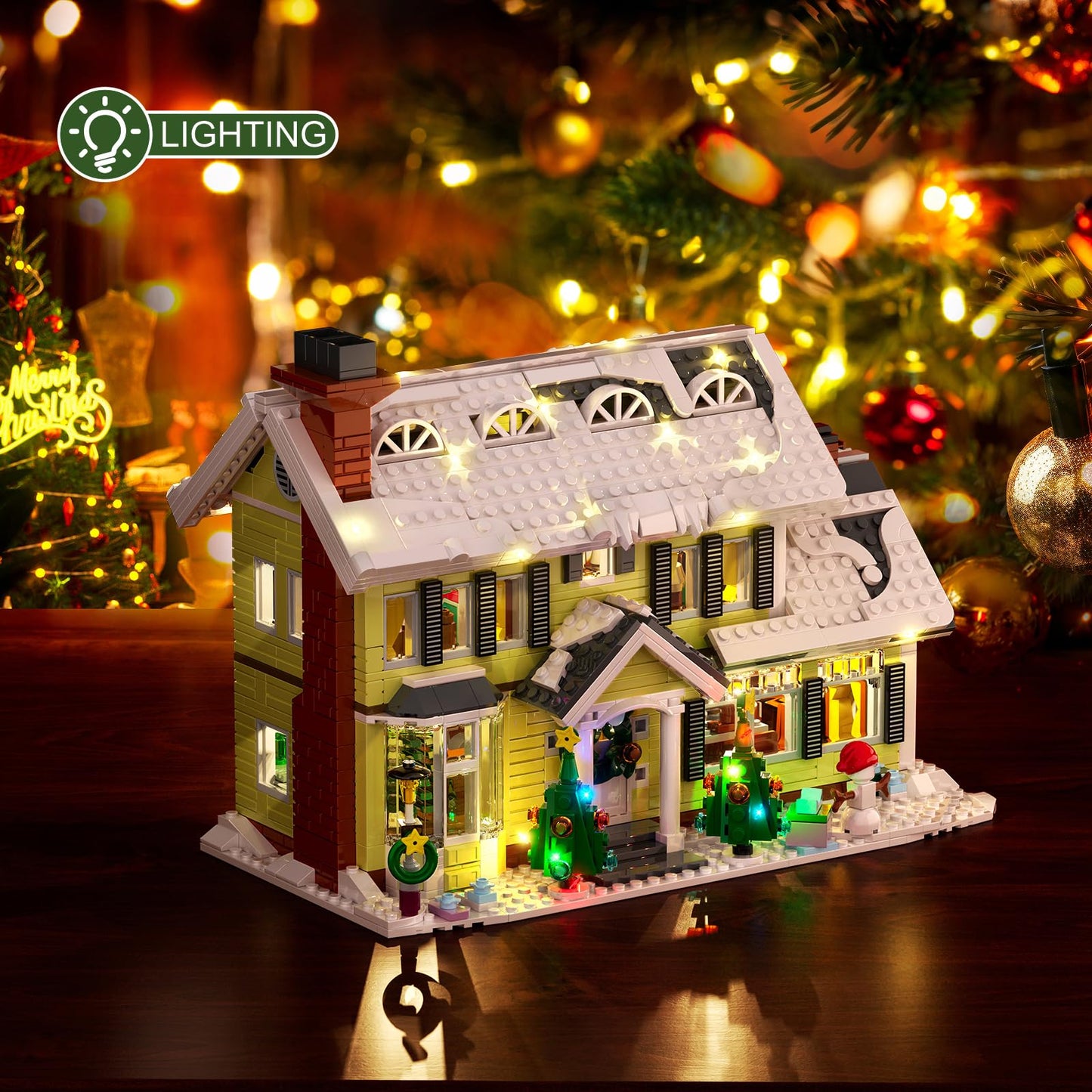Christmas Holiday House Building Set, LED DIY Christmas Holiday Snow Village, Christmas House Compatible with Lego Gifts for Boys, Girls, Family,