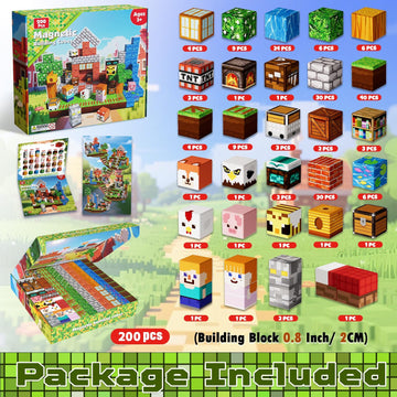 Annexfun 200 PCS Magnetic Blocks - Magnetic Building Blocks, Stacking Magnets for Kids, Sensory Toy for STEM Montessori Sensory Toys for Kids 3+ Boys
