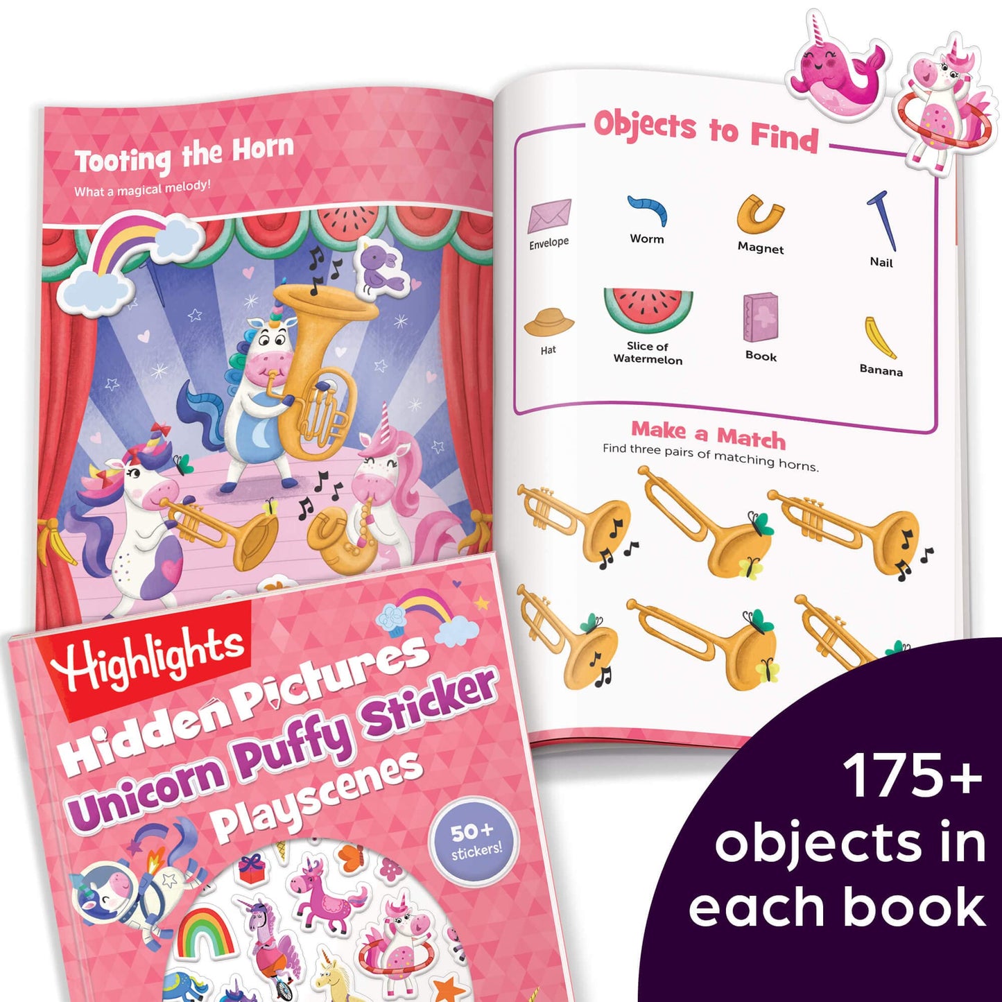 Highlights for Children Hidden Pictures Puffy Sticker Playscenes Collection, 4 Set of Sticker Books for Kids Ages 3-6, Includes Unicorn, Dinosaur